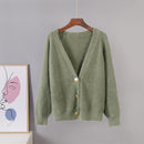 Hirsionsan Elegant Long Sleeve Mohair Sweater Women 2020 New Single-Breasted Female Short Cardigan Soft Flexible Knitted Outwear