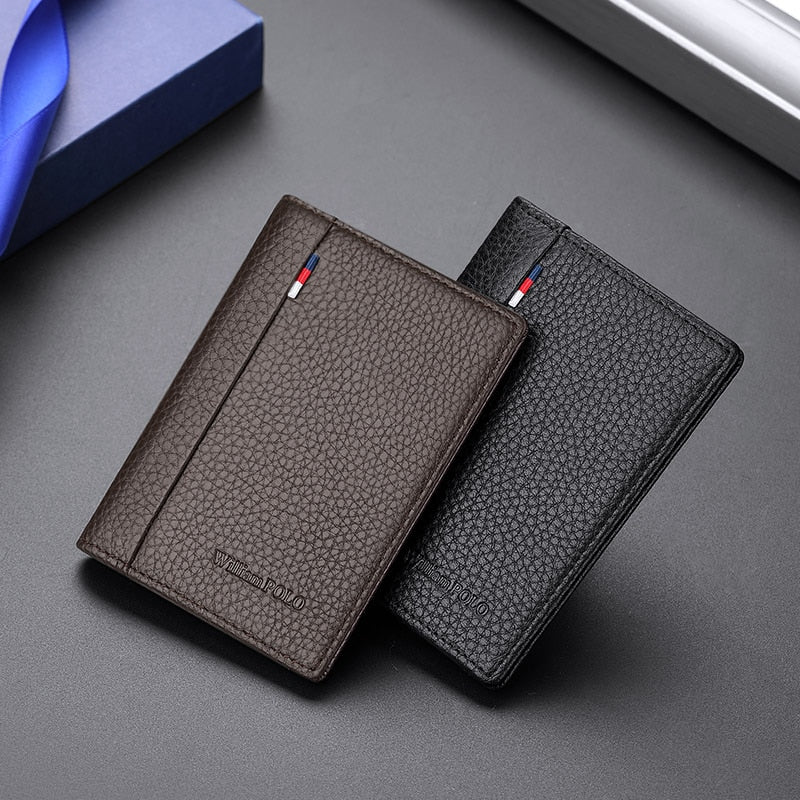 Leather Men's card holder wallet ultra thin card bag leather soft mini card sleeve small purse high-grade ID card clip