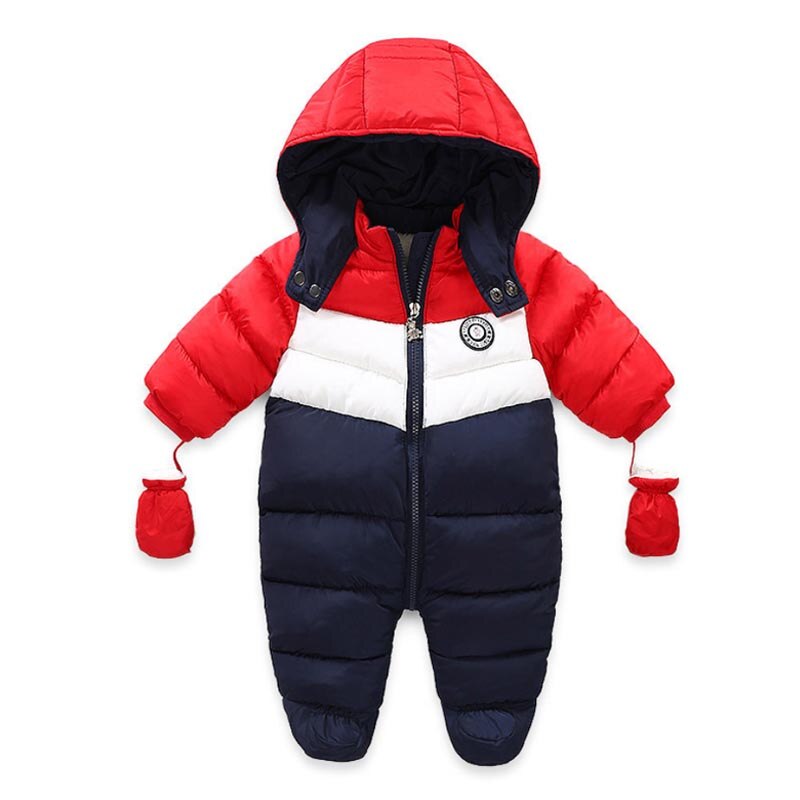 IYEAL Newborn Baby Snowsuit Children Infant Winter Coat Warm Liner Hooded Zipper Jumpsuit Boys Girls Duck Down Outwear Overalls