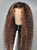 Highlight Lace Front Human Hair Wigs 13x1 Hd 250 Density Wig Brazilian Deep Wave Glueless Full Wet and Wavy Curly Human Hair Wig