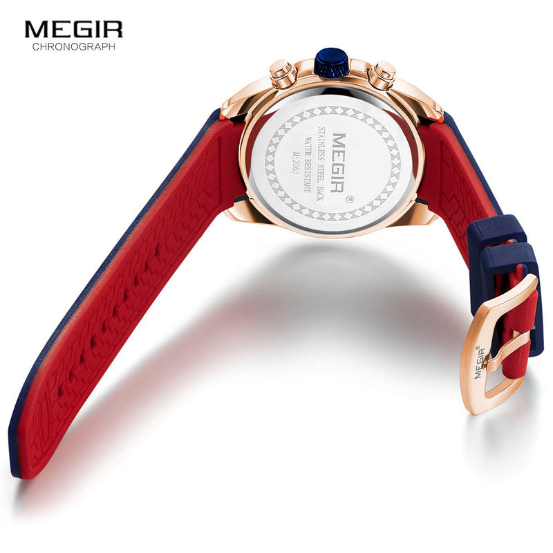 Megir, relojes de cuarzo con cronógrafo para hombre, reloj de pulsera resistente al agua de lujo, reloj deportivo militar de marca superior, relojes Masculinos 2063