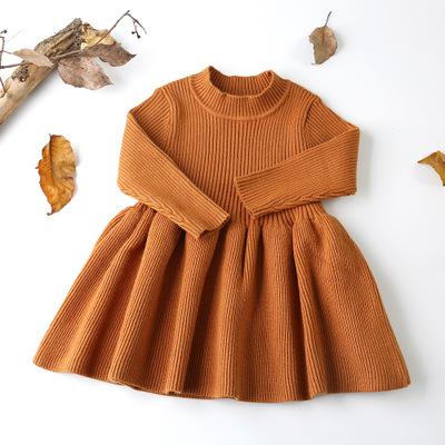 HoneyCherry Autumn Winter Girls Wool Knitted Sweater Baby Girl Dress Girls Dresses For Party And Wedding Baby Girl Clothes