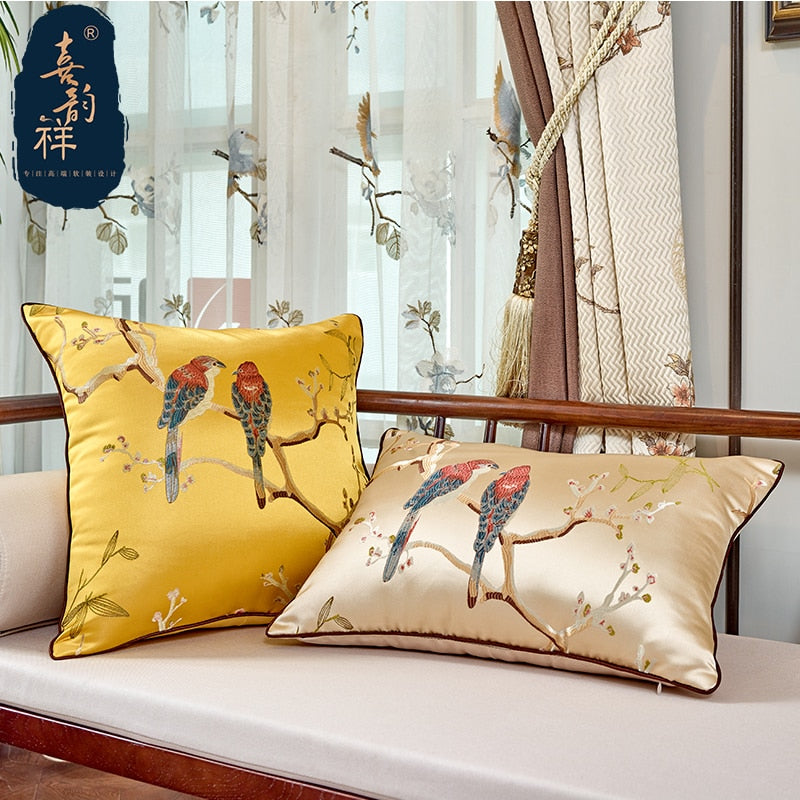 Chinese embroidered decorative cushions flower cushion cover sofa cover pillow