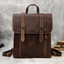 Vintage Crazy Horse Leder Herren Rucksack Unisex Rindsleder 14" Laptop Rucksack Damen dickes echtes Leder Schultasche Freizeittasche