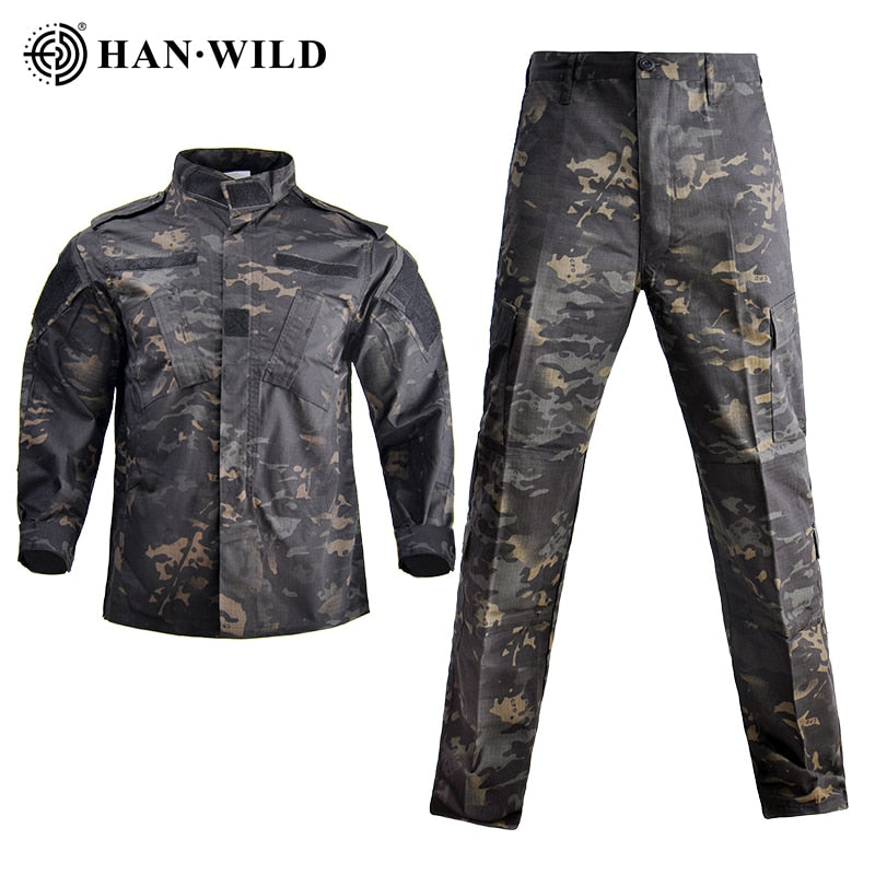 Hombres Militar Uniforme Airsoft Camuflaje Traje Táctico Camping Ejército Fuerzas Especiales Combat Jcckets Pantalones Militar Soldado Ropa