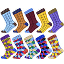 Hot Sale Men Socks 2020 New Colorful Gifts for Men Cotton Mens Socks Geometric Lattice Classic Happy Business Casual  Socks Men