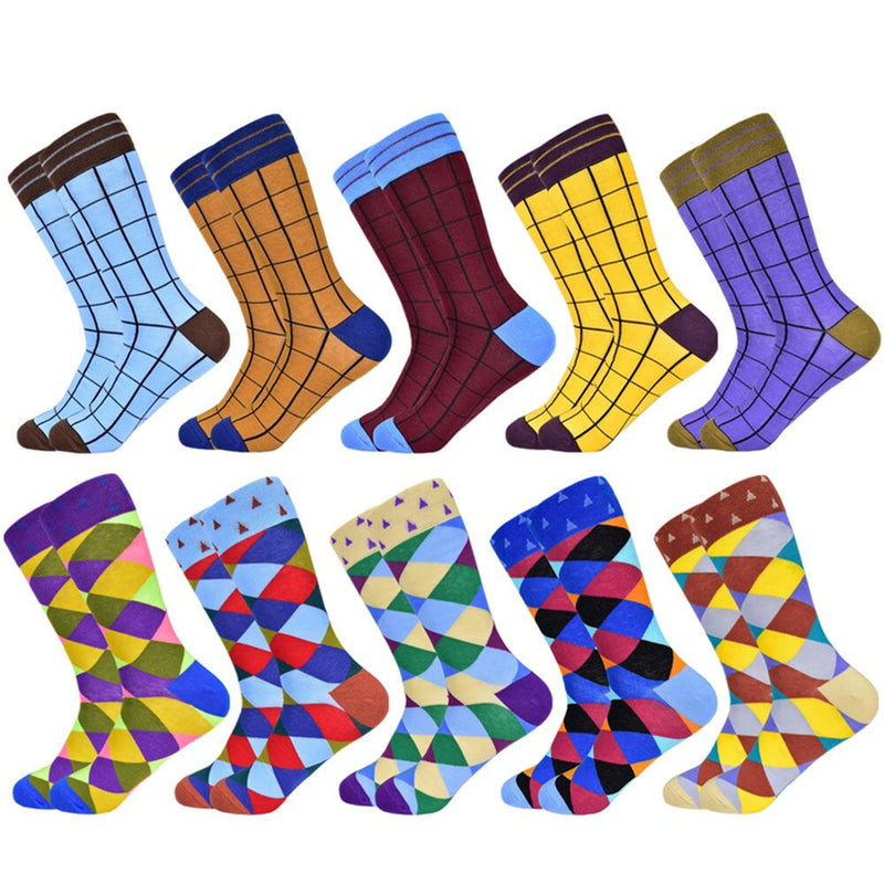 Gran oferta de calcetines para hombre 2020 nuevos regalos coloridos para hombre calcetines de algodón para hombre entramado geométrico clásico feliz negocios calcetines casuales para hombre