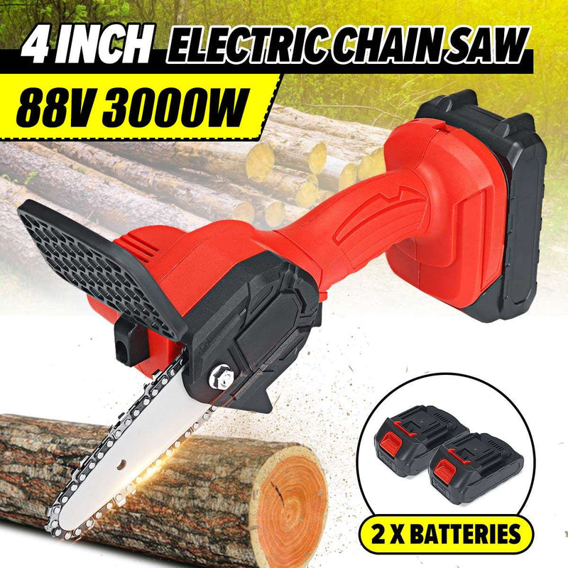 88VF 3000W 4 Inch Mini Electric Saw Chainsaw Garden Tree Logging Saw Woodworking Tools Wood Cutters For Makiita 18V Battery