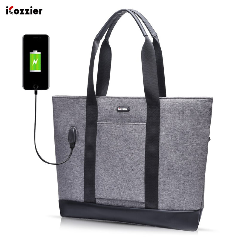 Laptop Tote Bag 15.6 Inch Large Briefcase with USB Charging Port Water-Repellent Women Lady Stylish Handbag for Business/School