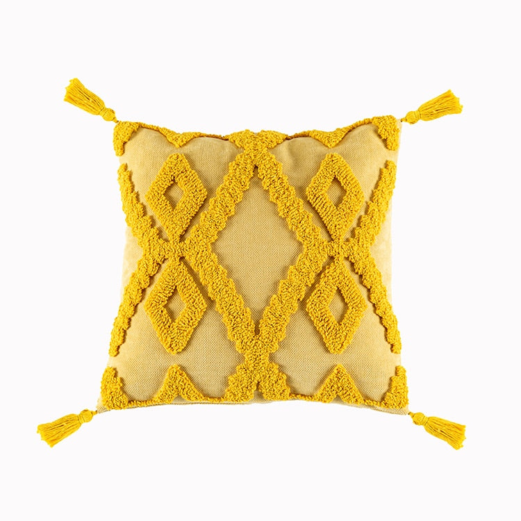 Boho Style cushion cover Pink Yellow Blue Beige Tassels pillow cover Handmade  for Home decoration Sofa Bed 45x45cm/30x50cm