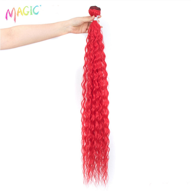 MAGIC Deep Curly Synthetic Hair Weave Deep Wave Hair Bundles 28"30"32"Inches Ombre Color Two Tone Curly Hair Extension 120g