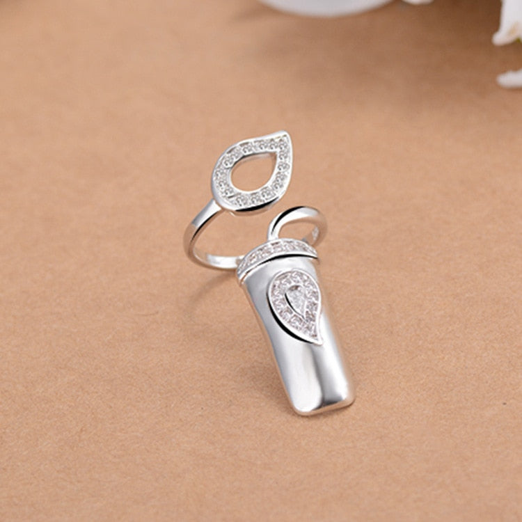 Nueva moda anillo de apertura creativa flor cristal mujer cubierta de uñas anillo conjunto joyería nupcial anillo de boda al por mayor