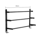 Bathroom Towel Rack with Hooks Wall Mounted, 304 Stainless Steel Towel Holder 3 Level Holder Towel Bar for Storage Bath Towels