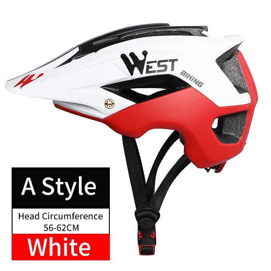 WEST BIKING Casco de bicicleta 56-62cm Transpirable Ultraligero MTB Casco de ciclismo de montaña moldeado integralmente Casco de seguridad para bicicleta