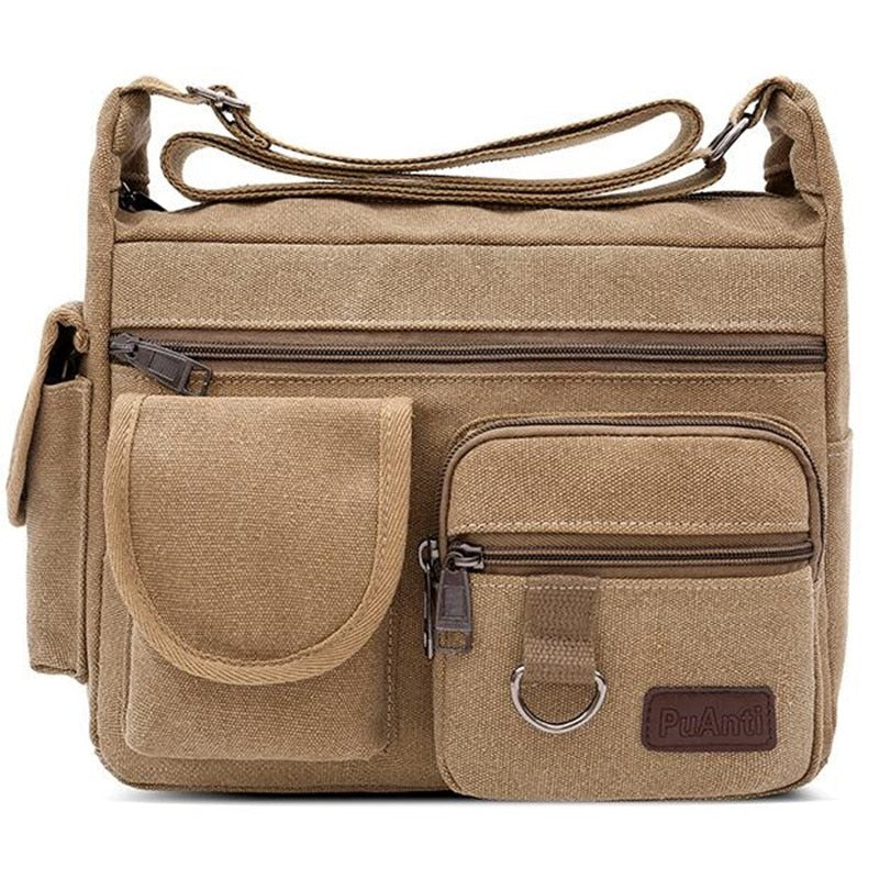 Bolso bandolera de lona para hombre, bandolera encerada resistente al agua Vintage, maletín, bolso de hombro acolchado para bolso de mano masculino