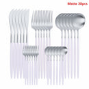 Western Cutlery Set 30 Piece Tableware Set Stainless Steel Dinnerware Black Spoon Fork Knife Dinner Set Complete Home Flatware