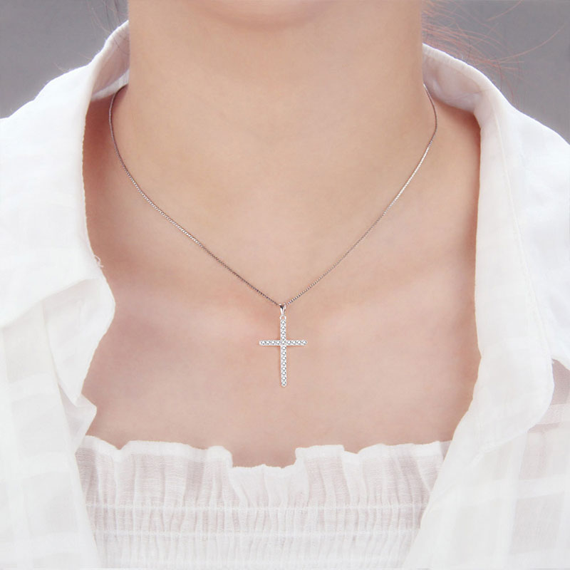 CLUCI 925 Silber Zirkon Inlay Kreuz Anhänger Heiße Damen Accessoires Religiöser Schmuck Geschenk Charms Nur Anhänger DP035SB