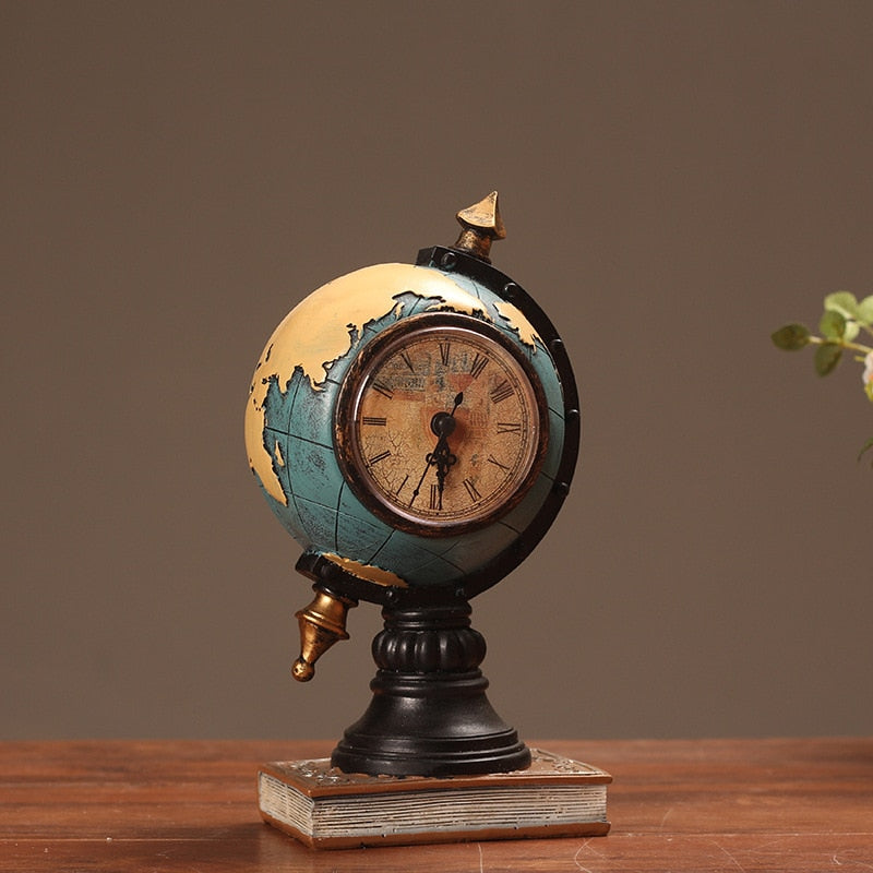 New American retro decoration clock home living room porch globe clock office decoration desktop decoration