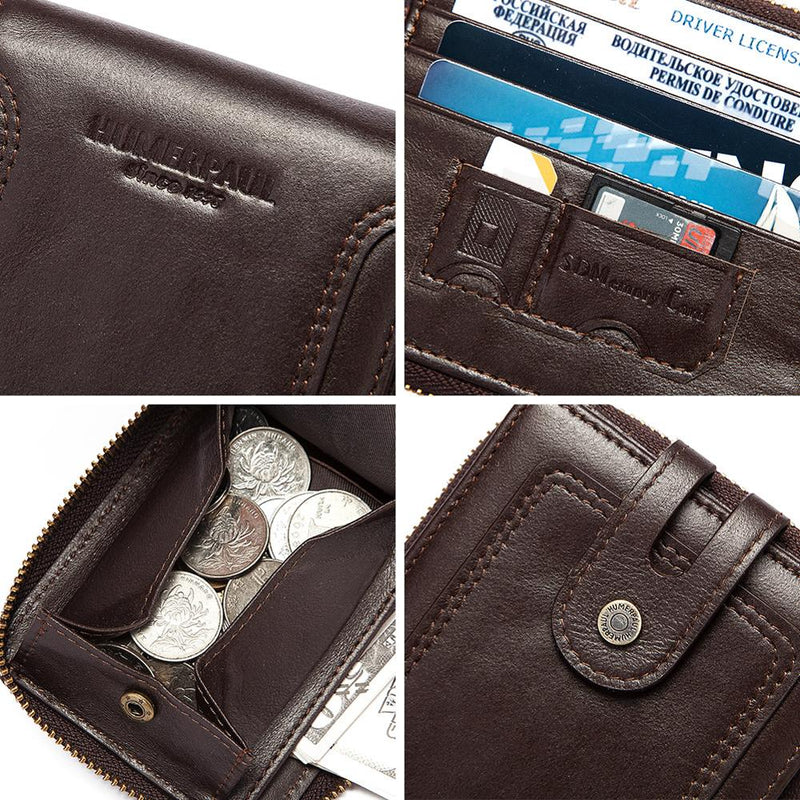 2022 Men Wallet Genuine Leather Purse Male Rfid Short Clutch Multifunction Storage Bag Coin Purse Luxury Card Bags High Quality