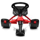Kids Snow Racer Sled w/ Steering Wheel &amp; Double Brakes Pull Rope Iron Outdoor