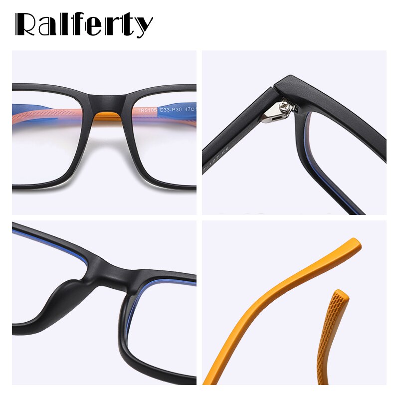 Ralferty, gafas de luz azul para niños, montura de gafas graduadas ópticas protectoras para niños, monturas de gafas TR cuadradas a la moda