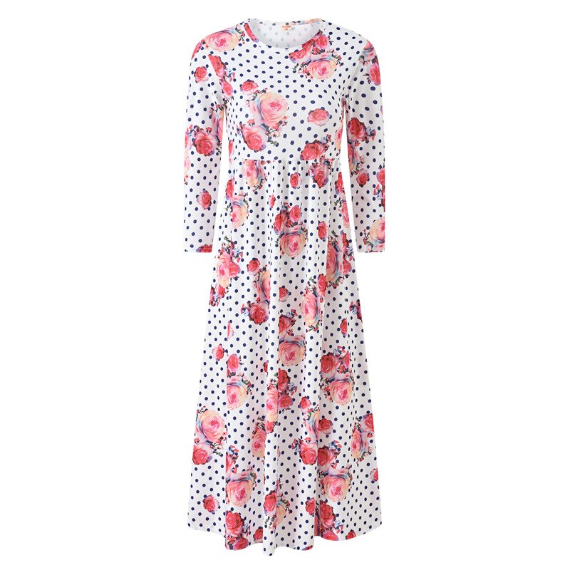 Vestido floral de manga larga para niña pequeña, bata Midi con estampado de flores para niña, trajes hasta el tobillo para primavera y otoño, trajes de vacaciones