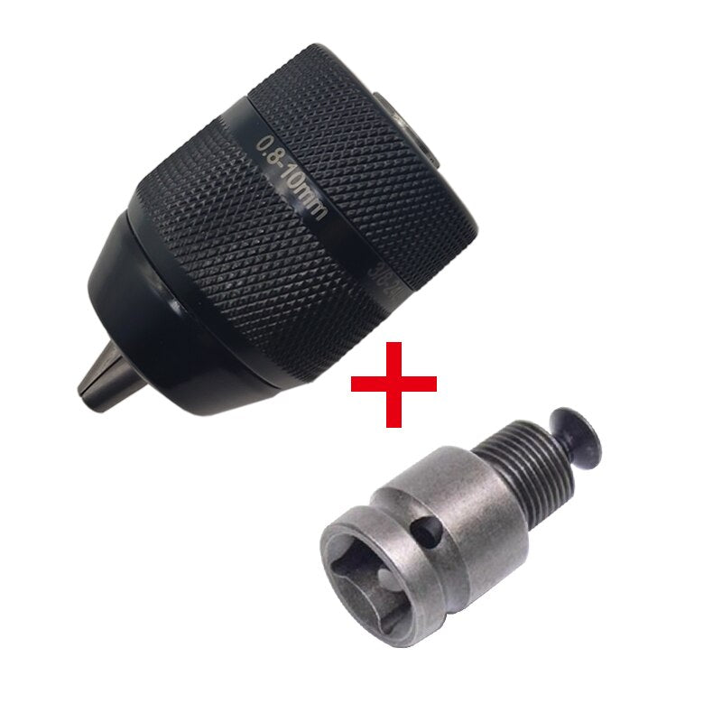 Keyless 0.8-10mm 3-Jaw  3/8-24UNF Drill Chuck Quick Change Adapter SDS-Plus Shank 1/4&quot; Hex Square Fit Rotary Hammer/Hammer Drill