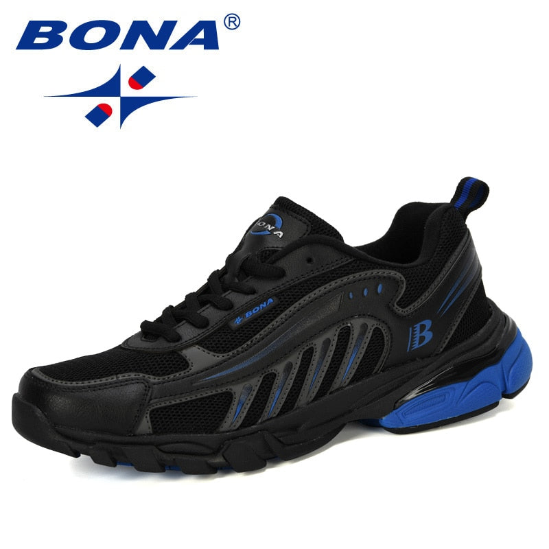 BONA, nuevos diseñadores, zapatos para correr, zapatos deportivos con abertura de vaca para hombre, calzado para correr para hombres, zapatos transpirables ligeros para exteriores para hombres