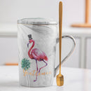 Luxury Flamingo Ceramic Marble Coffee Mugs Milk and Tea Porcelain Cup Packed With Gift Box for Lover Wedding Couples
