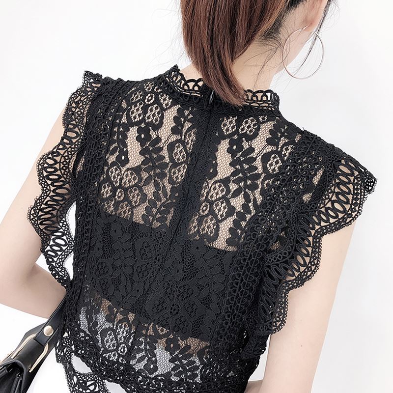 2022 Sommer Spitze aushöhlen Crop Tops Damenmode kurze Lacework Pullover Tank Weste Damen dünne elegante Außen Tanktops