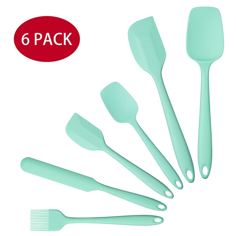 6 Pcs Kitchen Utensils Set Kitchenware Spatula Spoon Scraper Brush Tools Silicone Baking Cooking Cake Accessories