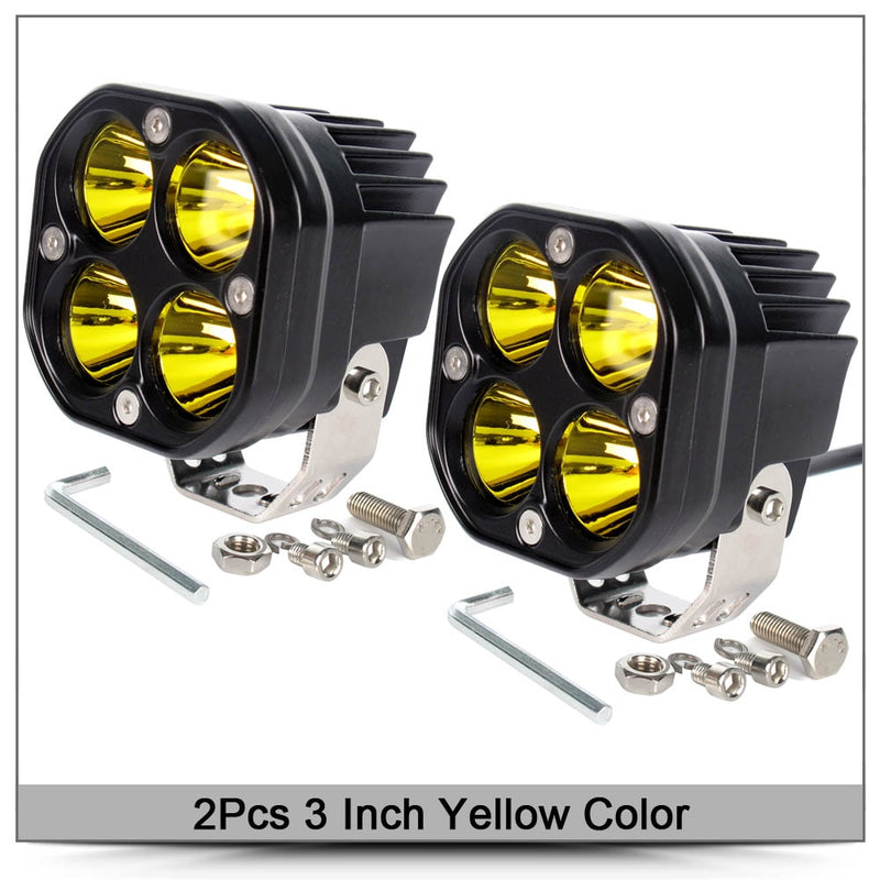 3 Inch Led Work Light Bar 12V 24V For Car Yellow Fog Lamp 4x4 Off Road Motorcycle Tractors Driving Lights White Square Spotlight