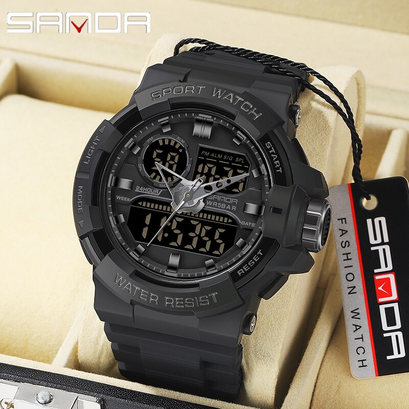 SANDA 2022 Top Brand Luxury Military Men's Watches 50M Waterproof Wristwatch Quartz Watch for Men Clock relogio masculino 6025