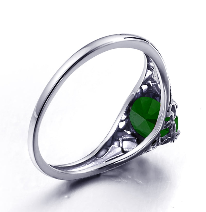 Szjinao Vintage Real 100% 925 Sterling Silver 1.5ct Oval Emerald Ring For Women Fashion Wedding Engagement Jewelry Gift Female