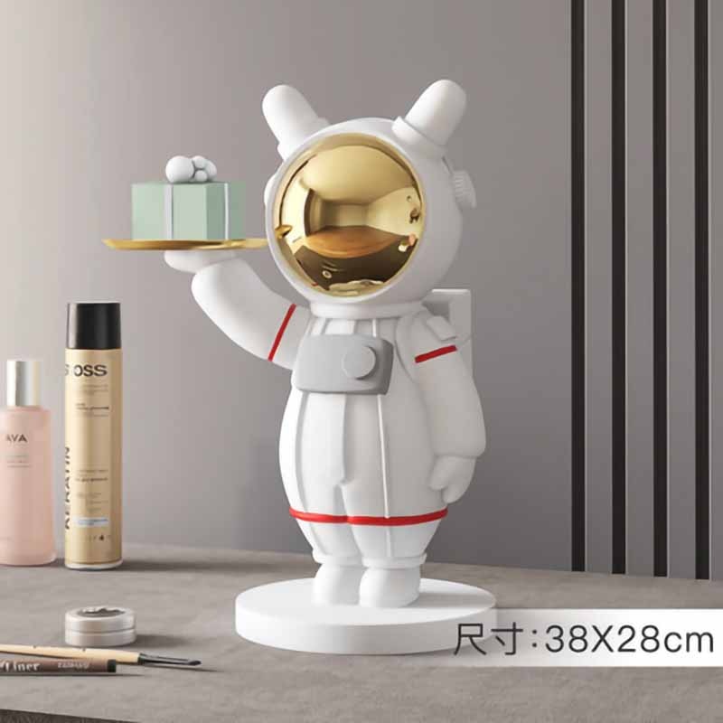 Figurita de bandeja de astronauta soñador, decoración nórdica para el hogar, estatua de resina para suelo, escultura moderna, accesorios de decoración para habitación interior