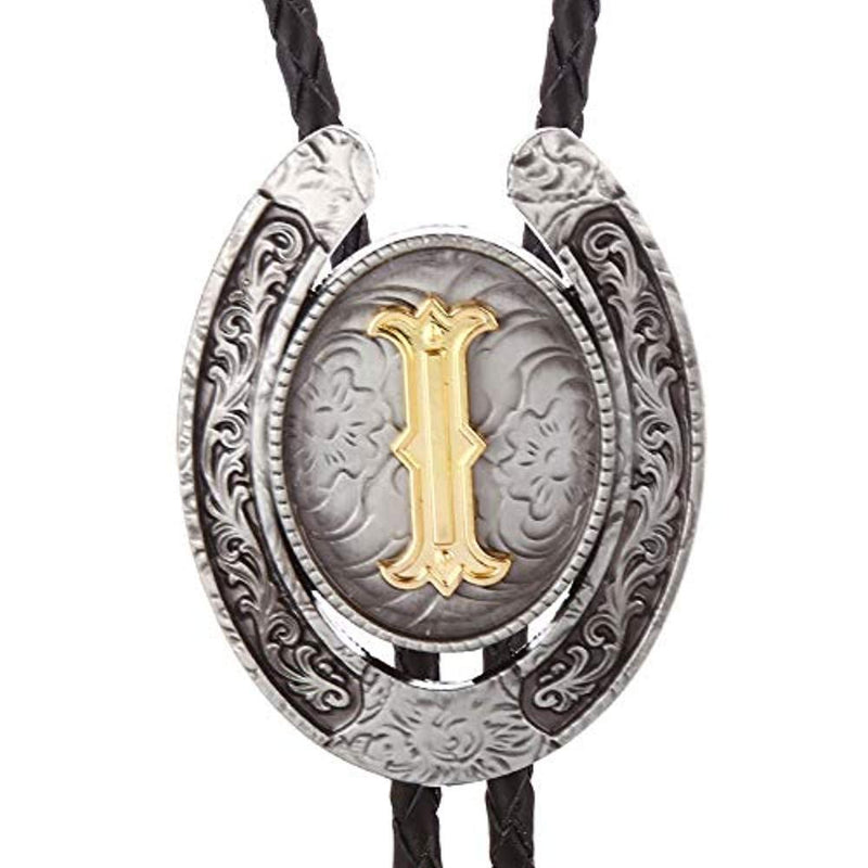 Vintage Gold Letter ABCDEFG-Z U shape bolo tie for man Indian cowboy western cowgirl leather rope zinc alloy necktie