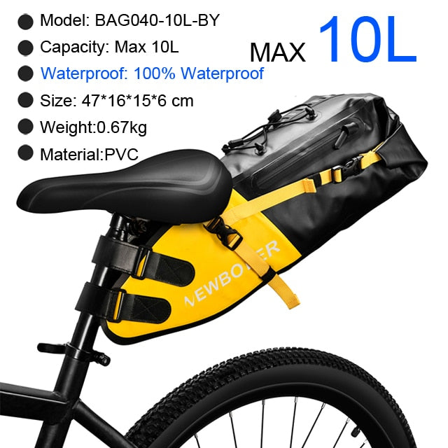 NEWBOLER Bike Bag Waterproof 13L Large Capacity Bicycle Saddle Bag Cycling Foldable Tail Rear Bag MTB Road Trunk Bikepacking