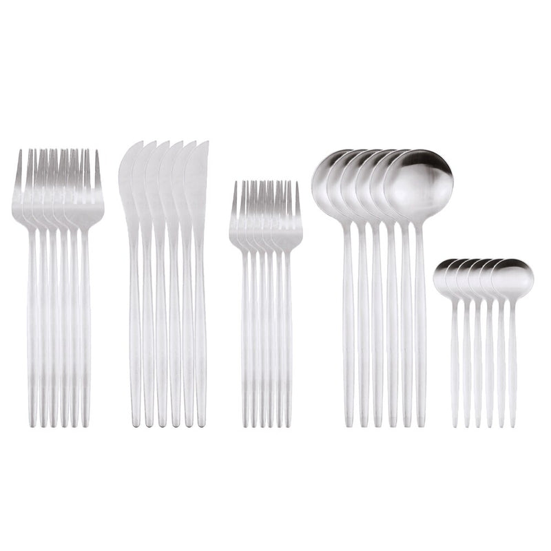 30Pcs Matte Black Gold Stainless Steel Cutlery Set Knife Fork Spoon Silverware Tableware Set Wedding Birthday Dinner Dinnerware