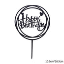 Happy Birthday Cake Topper Acrylic Gold Silver Cake Flag Cupcake Topper For Boy Girl Birthday Party Decorations Wedding Supplies