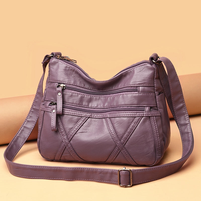 Nuevo bolso de hombro informal para mujer, monederos y bolsos de moda con hilo de coser, bolsos cruzados pequeños de cuero Pu para mujer, novedad de 2021