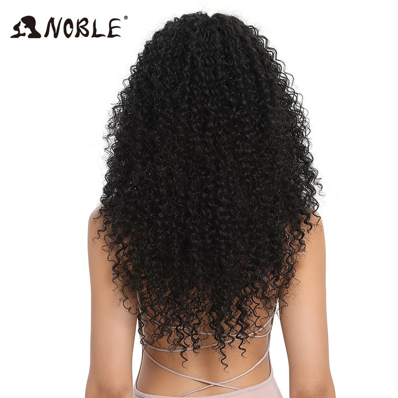 Noble Hair 26&quot;Inch Synthetic Lace Wig For Black Wig African American Long Kinky Curly Heat Resistant Fiber Wigs For Black Women