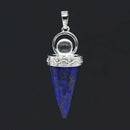 KFT Natural Healing Crystal Quartz Cone Shape Amethysts Stone with Round Beads Pendulum Stone Pendant Amulet Jewelry