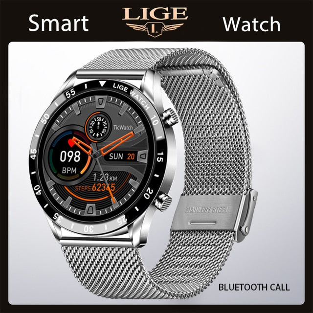 LIGE 2022 Smart Watch Herren Full Touch Sport Fitness Uhr Blutdruck Wasserdicht Bluetooth Anruf Für Android Ios Smartwatch Herren