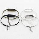 Fit 10x25mm Vintage Metal Rectangle Blank Setting Bezel Cabochon Bracelet Rectangle Base For DIY Bangle 5 strands/lot K05376