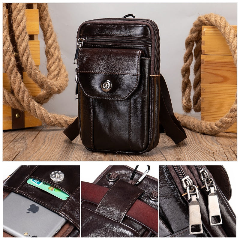 Bolso pequeño WESTAL para hombre, bolso con solapa de cuero genuino para teléfono, bolsos de hombro para hombre, bolsos cruzados de cuero para hombre sobre el hombro