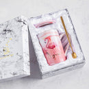 Luxury Flamingo Ceramic Marble Coffee Mugs Milk and Tea Porcelain Cup Packed With Gift Box for Lover Wedding Couples