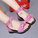New 2022 Summer Girls Sandals Fashion Bowknot Zipper Princess Girls Shoes Children Kids Baby Party Flat Sandals Shoes A857