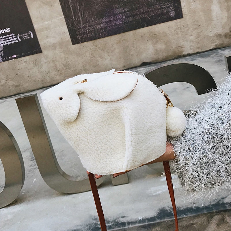Bolso bandolera pequeño de piel sintética con diseño de conejito blanco como la nieve para mujer, bolsos de moda 2020, bolsos de mano, bolso de hombro, Mini bolsos de mano
