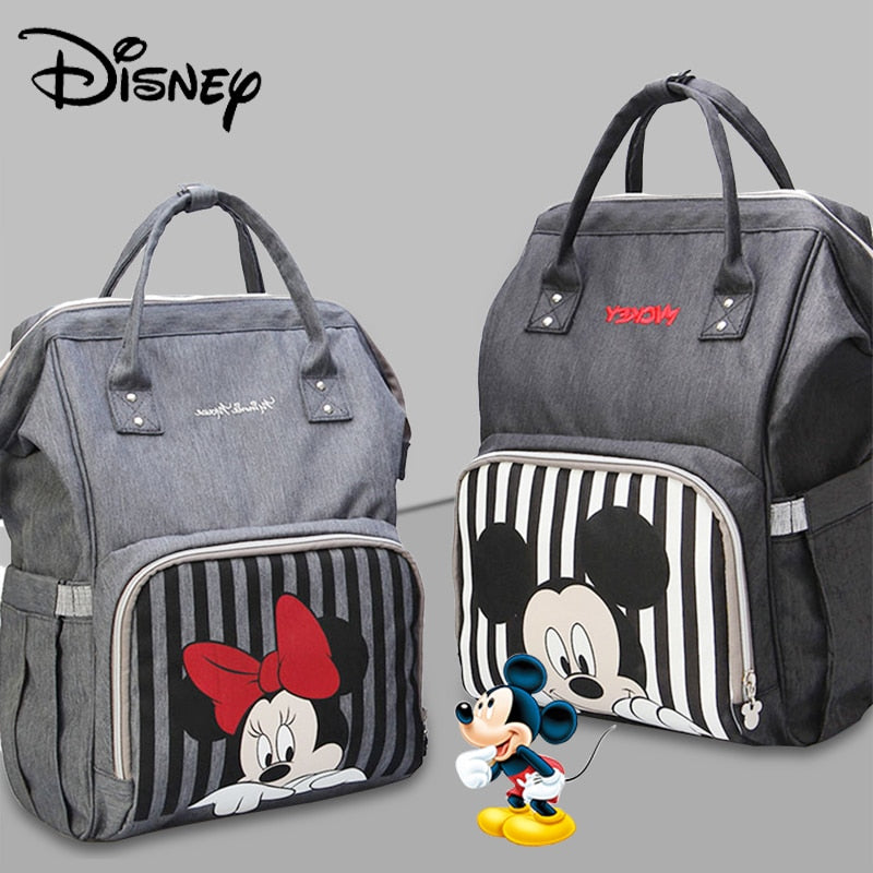 Disney Classic Mickey Minnine Series Baby Diaper Bag Backpack With USB Mummy Bag For Travel Large Capacity Maternity Nappy Bags