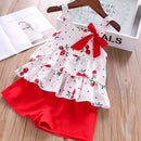 Humor Bear Girls Clothes Suit  Brand NEW Summer Toddler Girl Clothes Dot Bow Vest T-shirt Tops+Shorts Pants 2Pcs Set